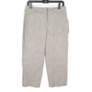 Sharagano Slim Leg Crop Dress Pant Womens Size 6 Career Striped Coco White NEW